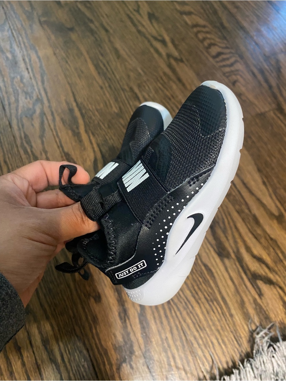 Nike Kids Black and White Slip-On Athletic Sneakers